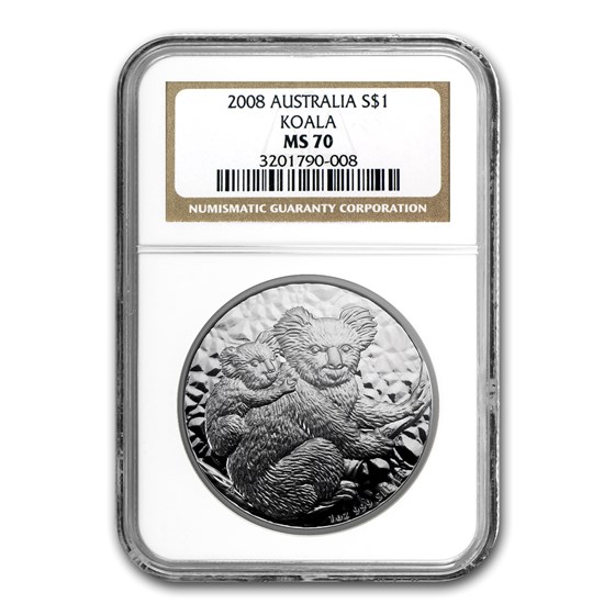 2008 Australia 1 oz Silver Koala MS-70 NGC 2008 Australia 1 oz Silver Koala MS-70 NGC