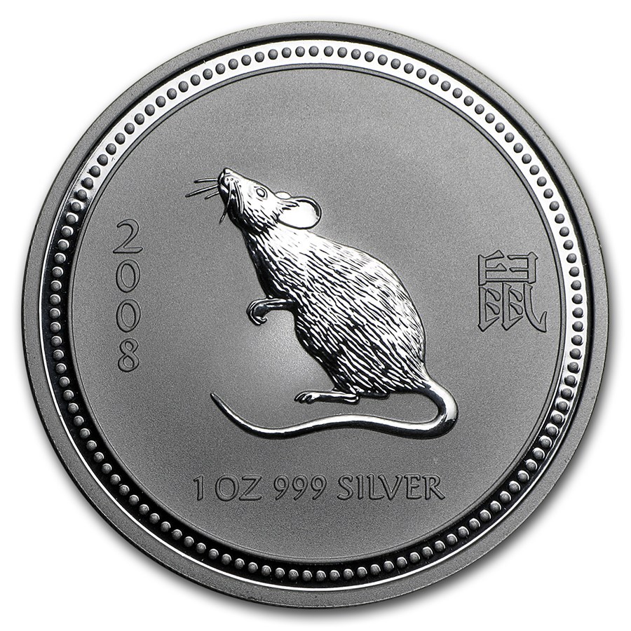 2008 Australia 1 oz Silver Year of the Mouse BU (Series I)
