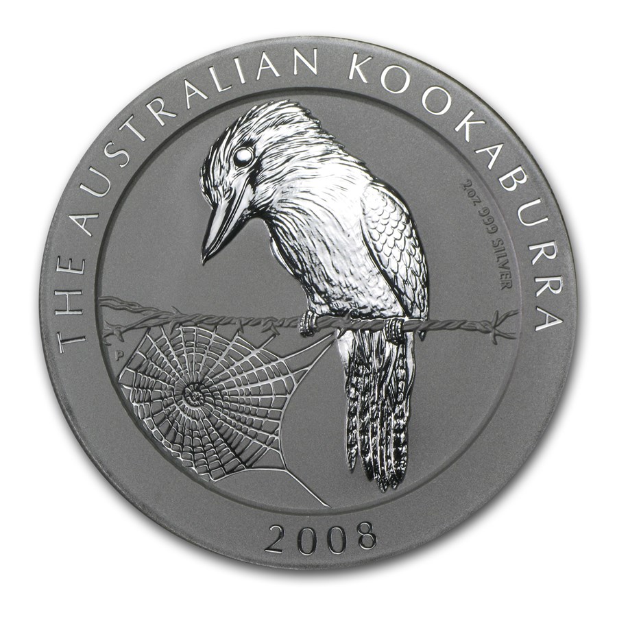 2008 Australia 2 oz Silver Kookaburra BU