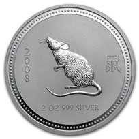2008 Australia 2 oz Silver Year of the Mouse BU (Series I)