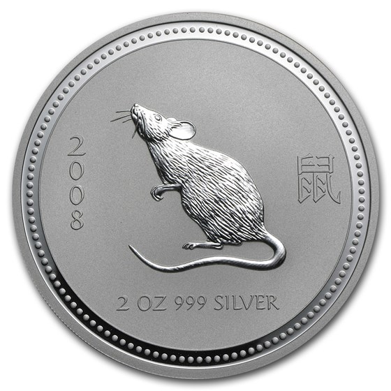 2008 Australia 2 oz Silver Year of the Mouse BU (Series I) 2008 Australia 2 oz Silver Year of the Mouse BU (Series I)