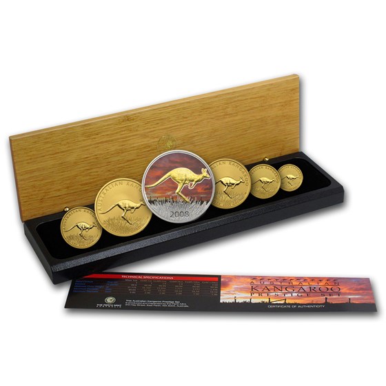 2008 Australia 6-Coin Gold & Silver Kangaroo Prestige Set BU 2008 Australia 6-Coin Gold & Silver Kangaroo Prestige Set BU