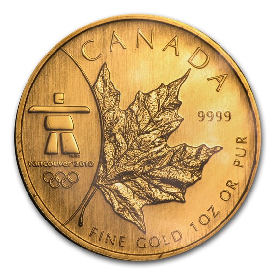 2008 Canada 1 oz Gold Maple Leaf BU (Vancouver Olympics) 2008 Canada 1 oz Gold Maple Leaf BU (Vancouver Olympics)
