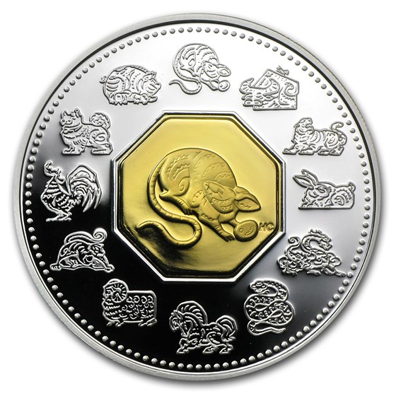 2008 Canada 1 oz Silver $15 Lunar Bimetal RAT Proof (Box & COA) 2008 Canada 1 oz Silver $15 Lunar Bimetal RAT Proof (Box & COA)