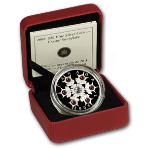 2008 Canada 1 oz Silver $20 Crystal Snowflake (Amethyst, w/Box) 2008 Canada 1 oz Silver $20 Crystal Snowflake (Amethyst, w/Box)