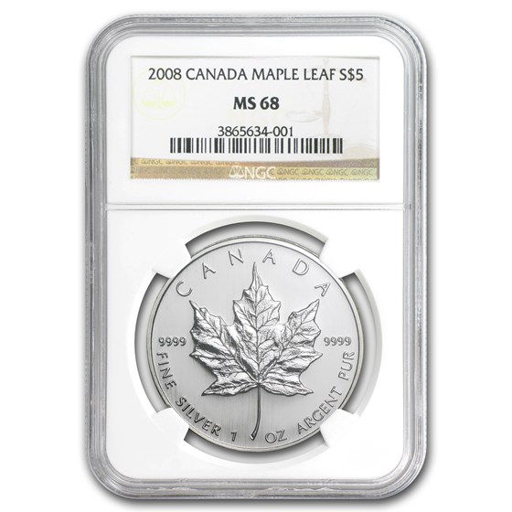2008 Canada 1 oz Silver Maple Leaf MS-68 NGC 2008 Canada 1 oz Silver Maple Leaf MS-68 NGC