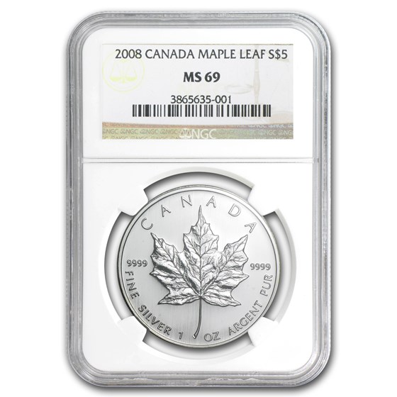 2008 Canada 1 oz Silver Maple Leaf MS-69 NGC 2008 Canada 1 oz Silver Maple Leaf MS-69 NGC