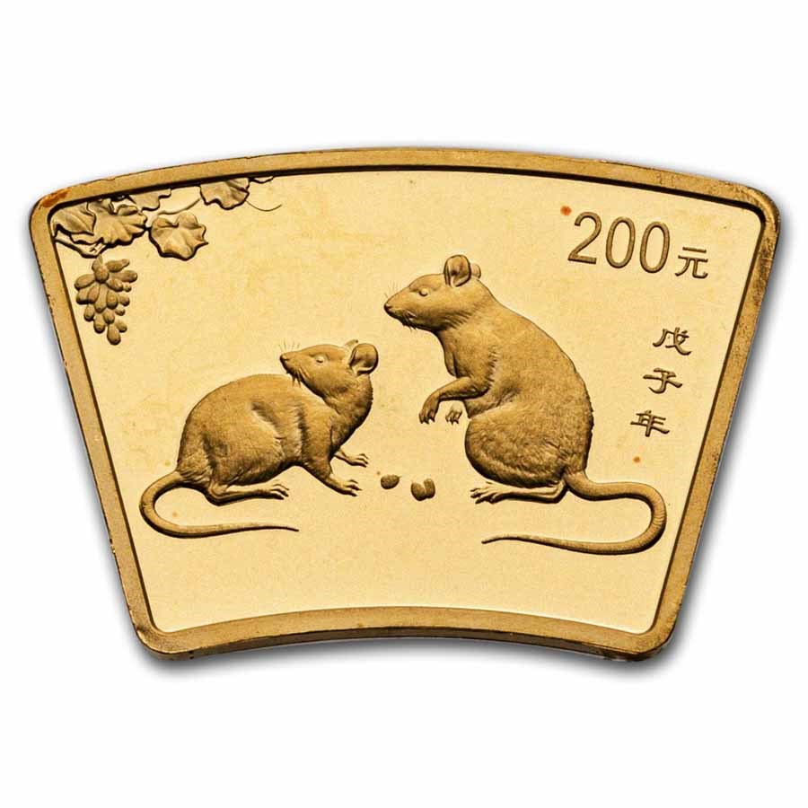2008 China 1/2 oz Gold Fan Year of the Rat (w/Box & COA)