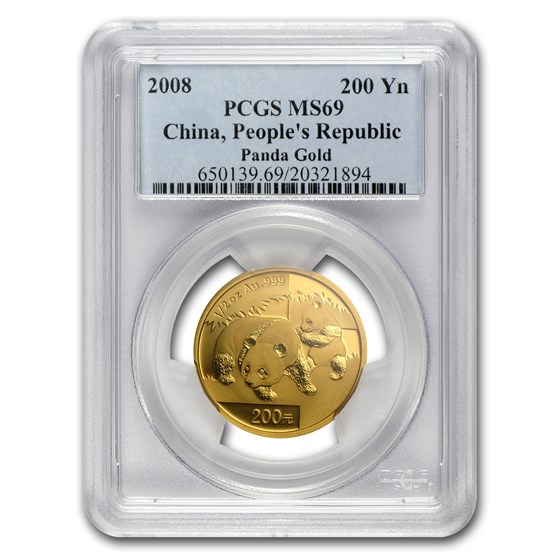 2008 China 1/2 oz Gold Panda MS-69 PCGS 2008 China 1/2 oz Gold Panda MS-69 PCGS