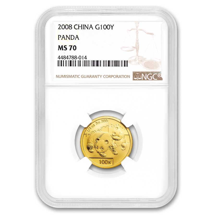 2008 China 1/4 oz Gold Panda MS-70 NGC