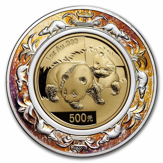 2008 China 1 oz Gold Bi-Metallic Panda Lunar Rat (w/ Box & COA) 2008 China 1 oz Gold Bi-Metallic Panda Lunar Rat (w/ Box & COA)