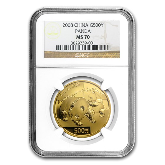 2008 China 1 oz Gold Panda MS-70 NGC 2008 China 1 oz Gold Panda MS-70 NGC
