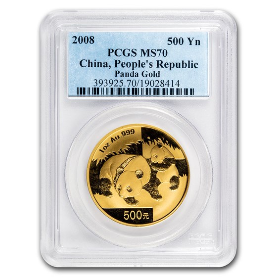 2008 China 1 oz Gold Panda MS-70 PCGS 2008 China 1 oz Gold Panda MS-70 PCGS
