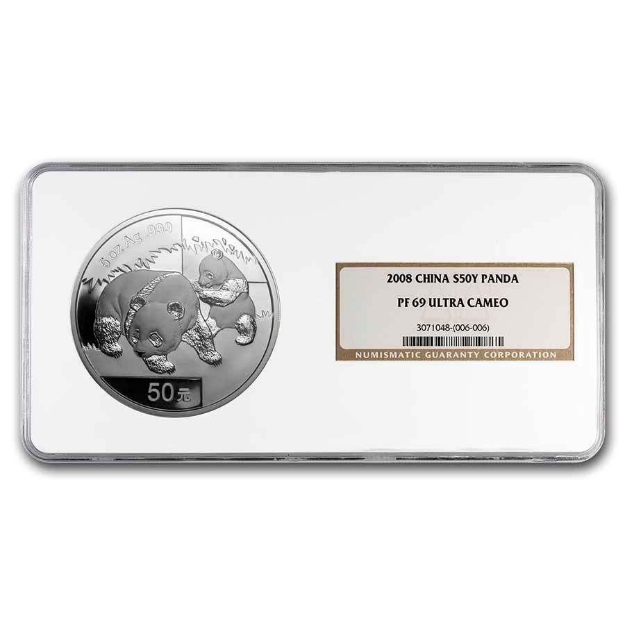 2008 China 5 oz Silver Panda PF-69 NGC