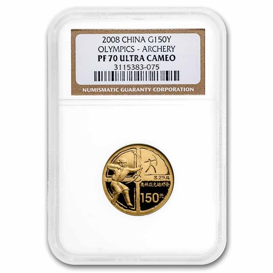 2008 China Gold ¥150 Olympic Games: Archery PF-70 NGC 2008 China Gold ¥150 Olympic Games: Archery PF-70 NGC
