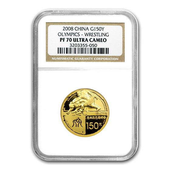 2008 China Proof Gold Olympic Wrestling PF-70 NGC 2008 China Proof Gold Olympic Wrestling PF-70 NGC