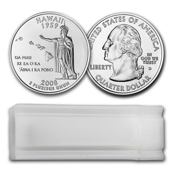2008-D Hawaii Statehood Quarter 40-Coin Roll BU 2008-D Hawaii Statehood Quarter 40-Coin Roll BU