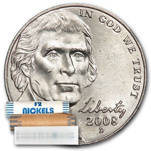 2008-D Jefferson Nickel 40-Coin Roll BU