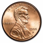 2008-D Lincoln Cent 50-Coin Roll BU