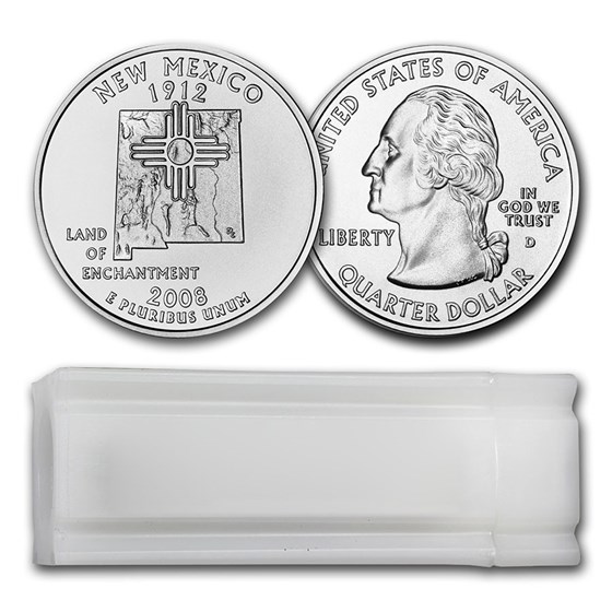 2008-D New Mexico Statehood Quarter 40-Coin Roll BU 2008-D New Mexico Statehood Quarter 40-Coin Roll BU