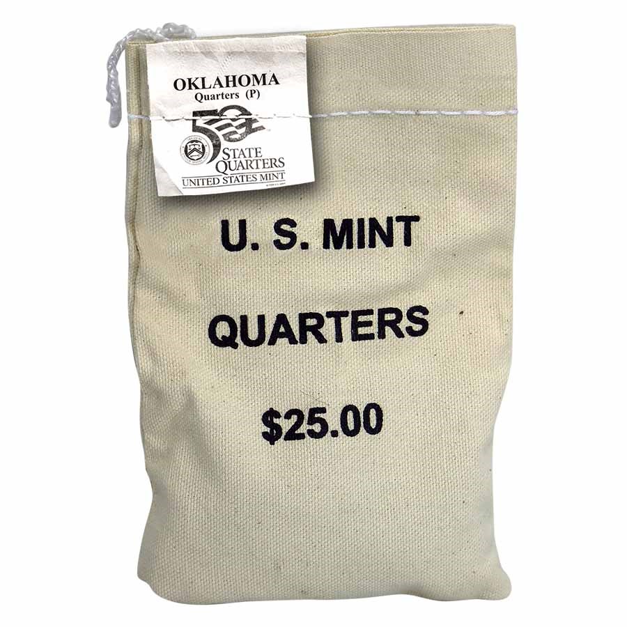 2008-D Oklahoma State Quarter $25 Sealed Mint Bag BU