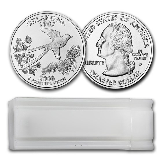 2008-D Oklahoma Statehood Quarter 40-Coin Roll BU 2008-D Oklahoma Statehood Quarter 40-Coin Roll BU