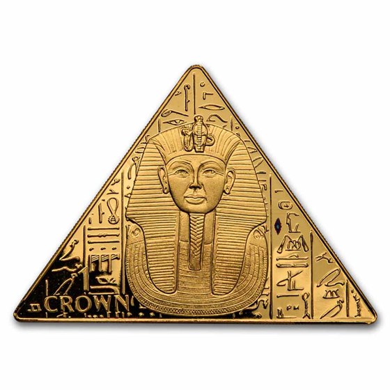 2008 Isle of Man 1 oz Gold Crown King Tut Triangle/Pyramid (Dmg)
