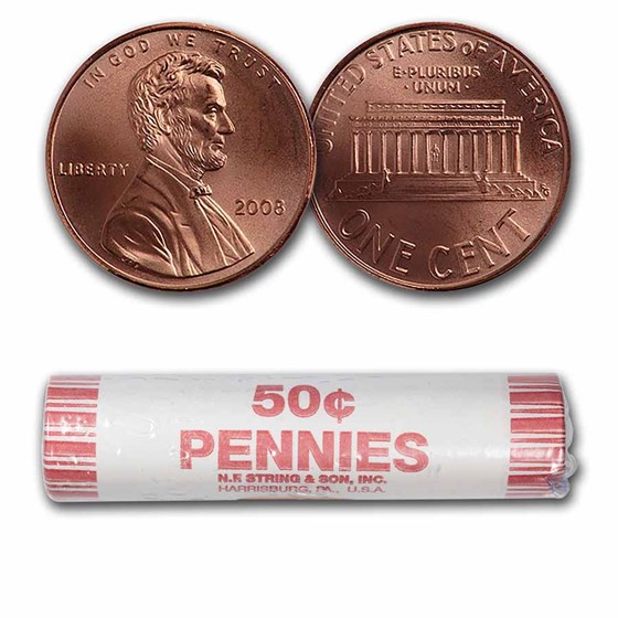 2008 Lincoln Cent 50-Coin Roll BU 2008 Lincoln Cent 50-Coin Roll BU