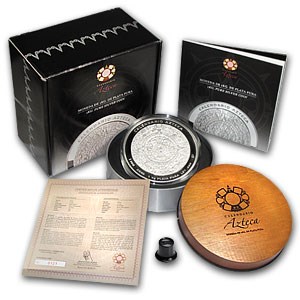 2008 Mexico 1 kilo Silver Aztec Calendar (w/Box & COA)