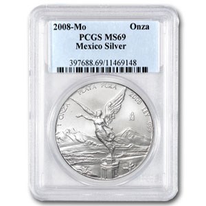2008 Mexico 1 oz Silver Libertad MS-69 PCGS 2008 Mexico 1 oz Silver Libertad MS-69 PCGS