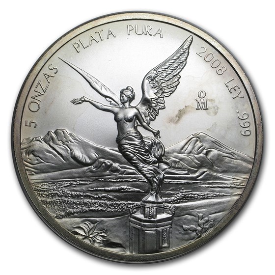 2008 Mexico 5 oz Silver Libertad (Abrasions) 2008 Mexico 5 oz Silver Libertad (Abrasions)