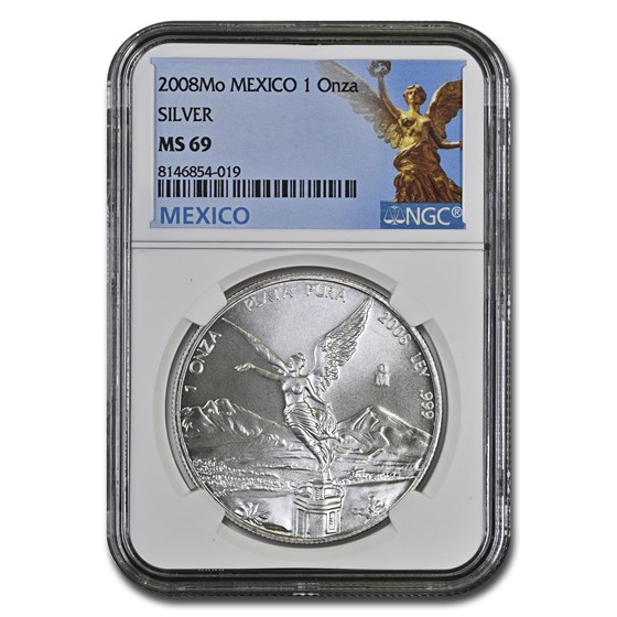 2008-Mo Mexico 1 oz Silver Libertad MS-69 NGC 2008-Mo Mexico 1 oz Silver Libertad MS-69 NGC