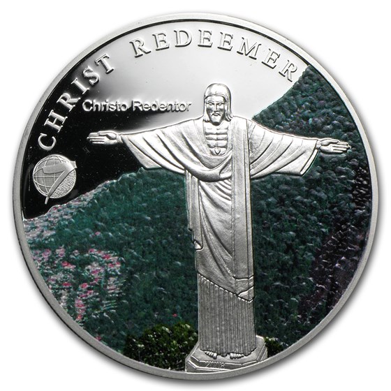 2008 Mongolia Silver 500 Togrog New 7 Wonders Christ Redeemer 2008 Mongolia Silver 500 Togrog New 7 Wonders Christ Redeemer