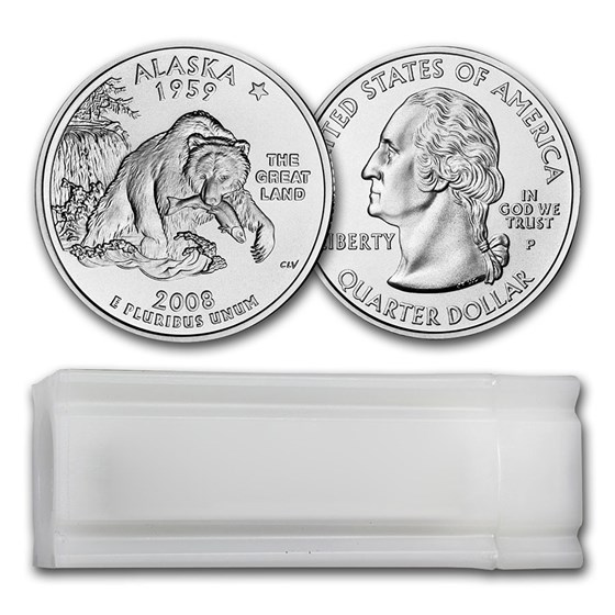 2008-P Alaska Statehood Quarter 40-Coin Roll BU 2008-P Alaska Statehood Quarter 40-Coin Roll BU
