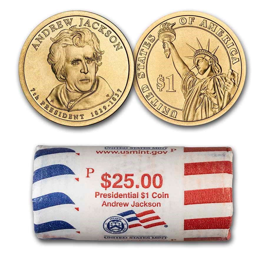 2008-P Andrew Jackson 25-Coin Presidential Dollar Roll