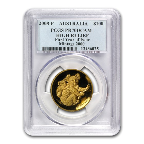 2008-P Australia 1 oz Gold Koala PR-70 PCGS (High Relief) 2008-P Australia 1 oz Gold Koala PR-70 PCGS (High Relief)