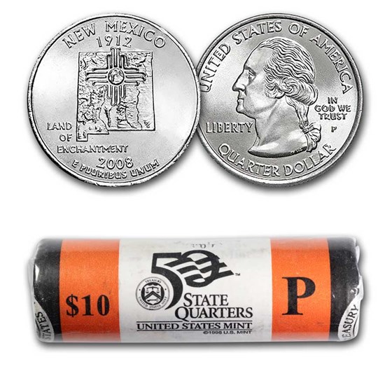 2008-P New Mexico Statehood Quarter 40-Coin Roll (Mint Wrapped) 2008-P New Mexico Statehood Quarter 40-Coin Roll (Mint Wrapped)