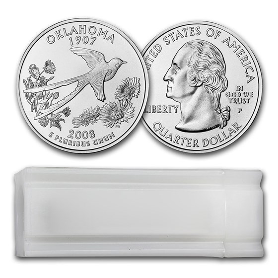 2008-P Oklahoma Statehood Quarter 40-Coin Roll BU 2008-P Oklahoma Statehood Quarter 40-Coin Roll BU