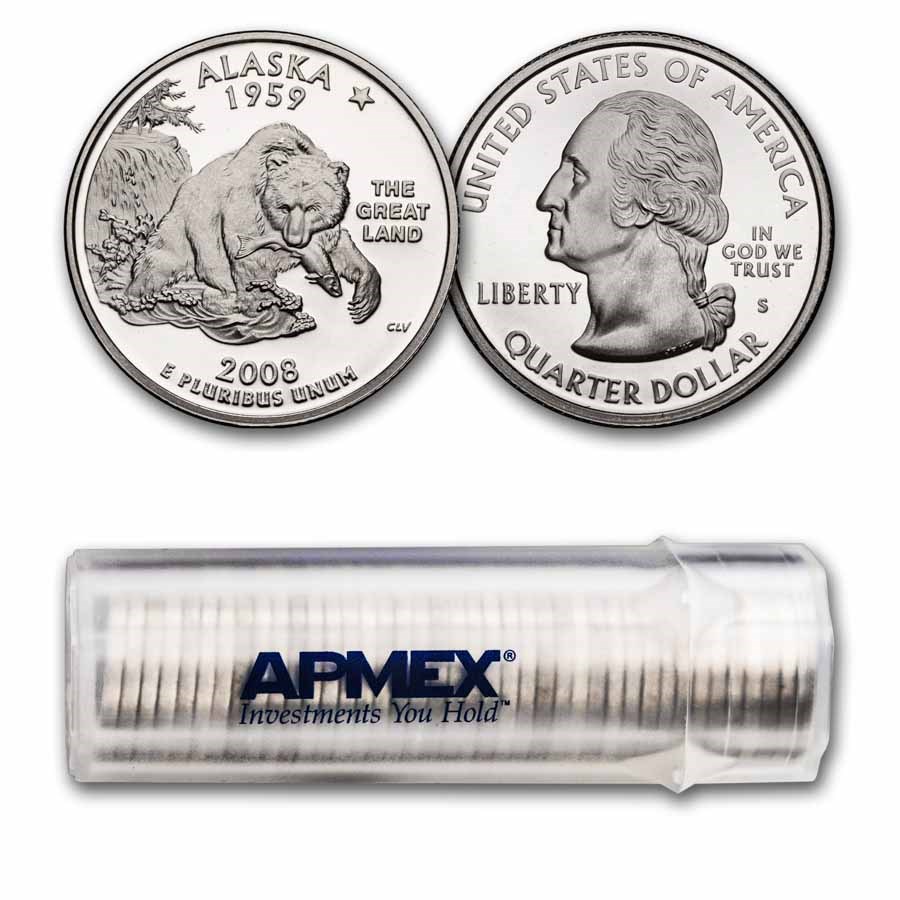 2008-S Alaska State Quarter Gem Proof 40-Coin Roll