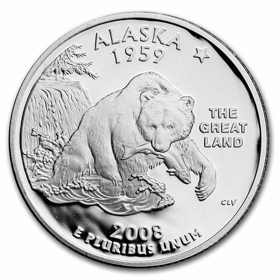 2008-S Alaska State Quarter Gem Proof (Silver) 2008-S Alaska State Quarter Gem Proof (Silver)
