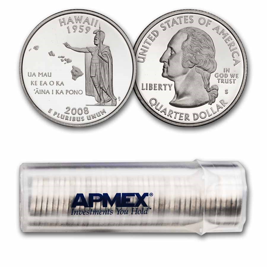 2008-S Hawaii State Quarter 40-Coin Roll Gem Proof