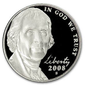 2008-S Jefferson Nickel Gem Proof 2008-S Jefferson Nickel Gem Proof