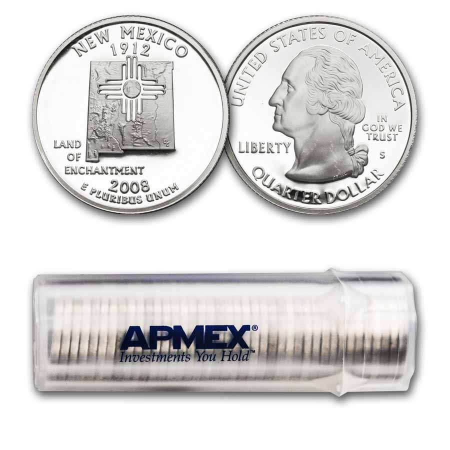 2008-S New Mexico State Quarter Gem Proof 40-Coin Roll (Silver)