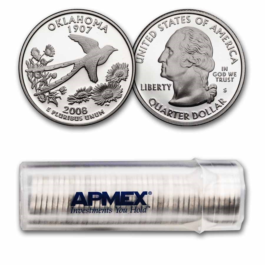 2008-S Oklahoma State Quarter Gem Proof 40-Coin Roll