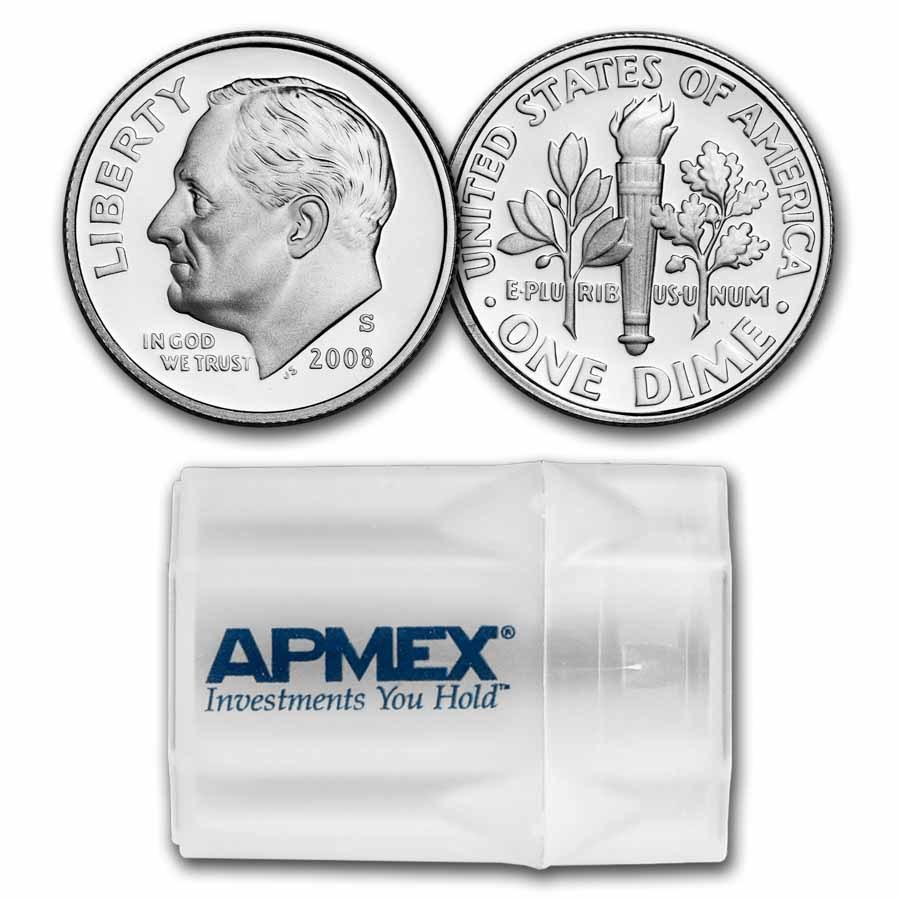 2008-S Roosevelt Dime 50-Coin Roll Proof (Silver)