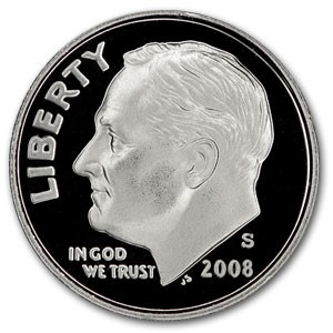 2008-S Roosevelt Dime Gem Proof 2008-S Roosevelt Dime Gem Proof