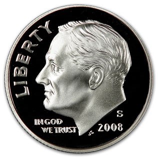 2008-S Silver Roosevelt Dime Gem Proof 2008-S Silver Roosevelt Dime Gem Proof