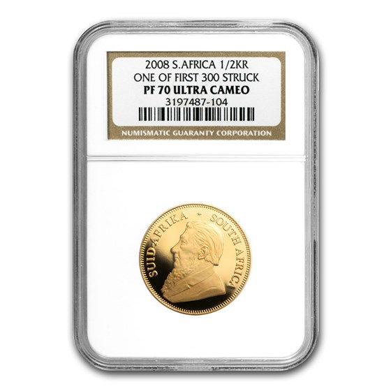 2008 South Africa 1/2 oz Gold Krugerrand PF-70 NGC (1st Strike) 2008 South Africa 1/2 oz Gold Krugerrand PF-70 NGC (1st Strike)