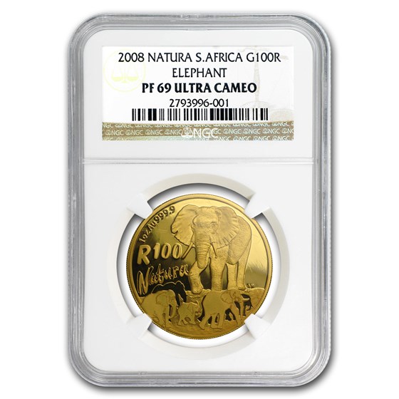 2008 South Africa 1 oz Proof Gold Natura Elephant PF-69 NGC 2008 South Africa 1 oz Proof Gold Natura Elephant PF-69 NGC