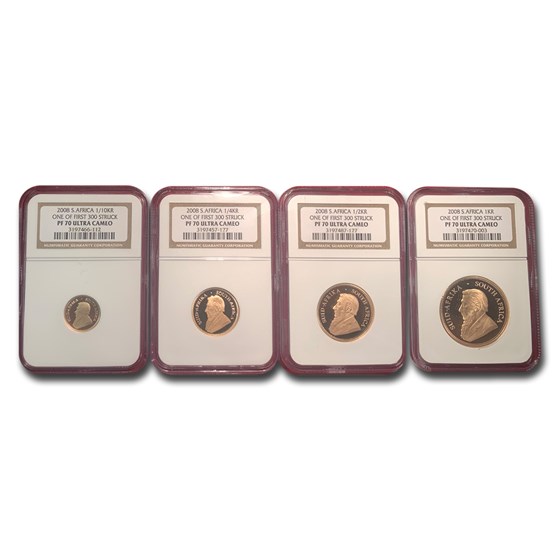 2008 South Africa 4-Coin Gold Krugerrand Proof Set PF-70 NGC 2008 South Africa 4-Coin Gold Krugerrand Proof Set PF-70 NGC